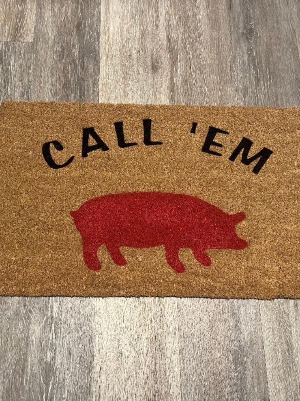 CALL 'EM with cute Pig decorative coir doormat